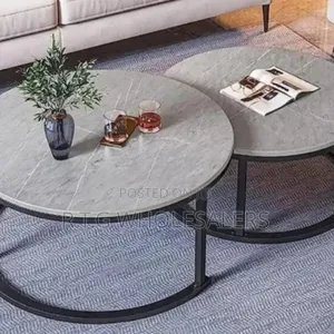 Pure Marble Nesting Tables With Black Stand