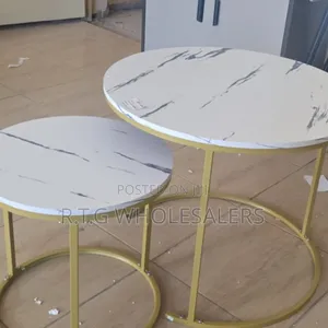 Marble Effect MDF Nesting Coffee Tables – White Finish, Modern
