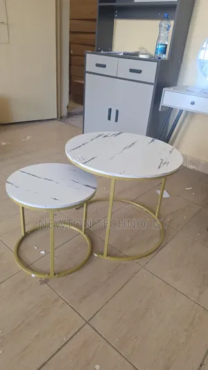 White Nesting Coffee Table Marble Effect (Mdf)