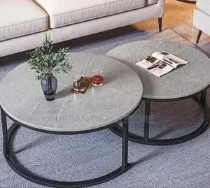 Modern Luxury 2in1 Pure Marble Nesting Tables With Black Stand