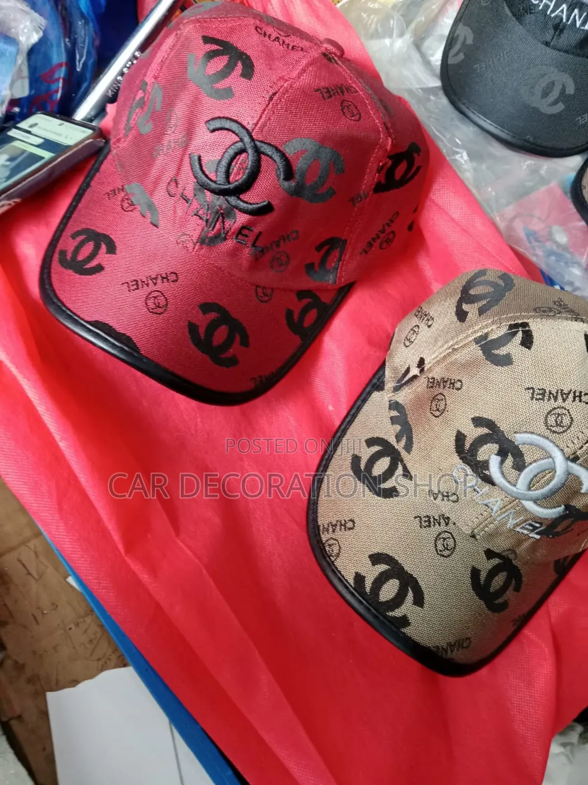 2pcs Chanel Curved Brim Embroidered Caps