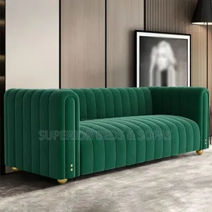 Modern Green Channel Tufted 3 Seater Sofa