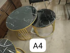 Marble Nesting Coffee Table (Glass Effect) Black