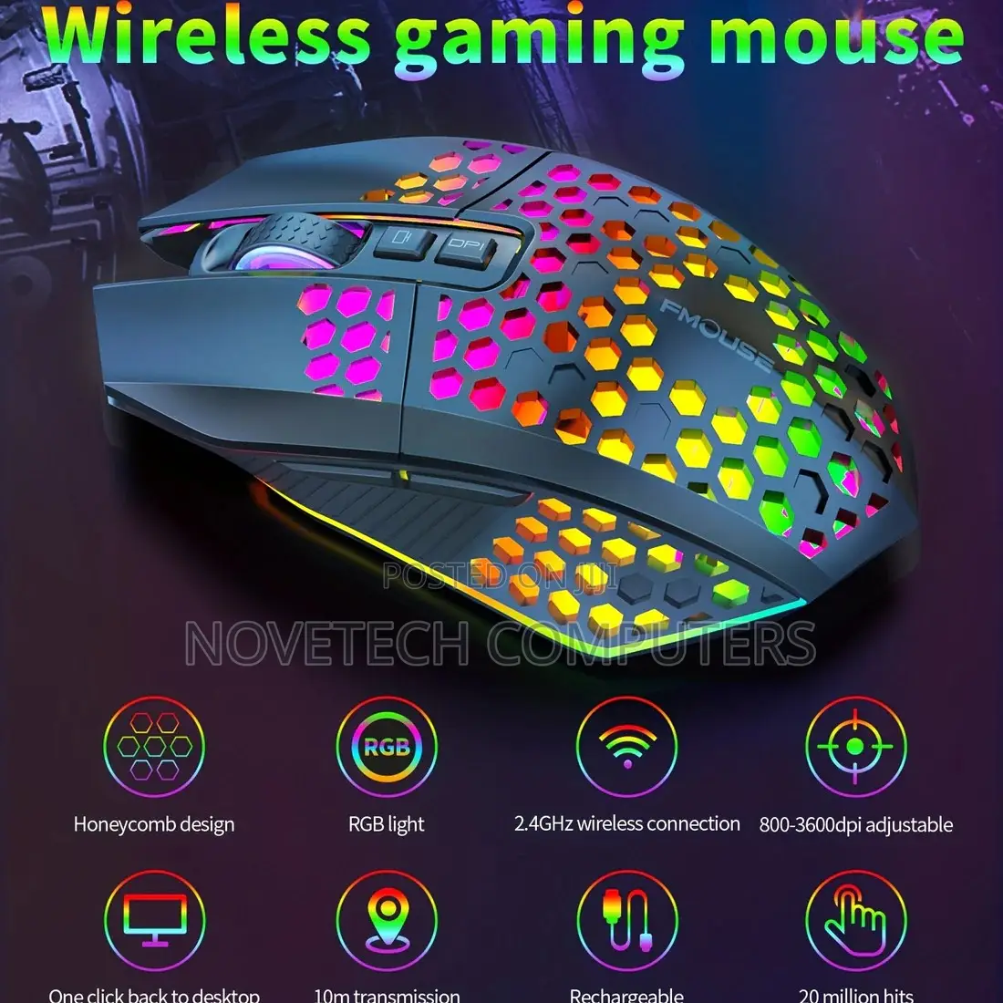 Best Wireless Mouse | Rechargeable Gaming Hole Mouse 1600dpi