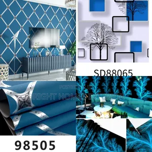 Blu 3d Pattern Studio and House Wallpaper