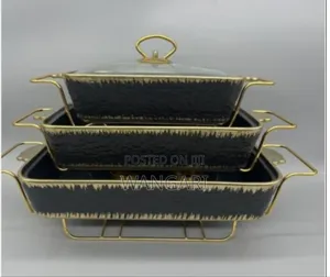 Brand New 3 PCS Black and Gold Coated Chaffing Dishes
