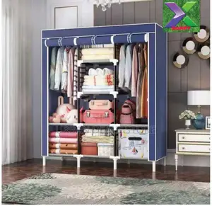 *Wooden 3 Column Wardrobe *Colors;Navy Blue, Grey*