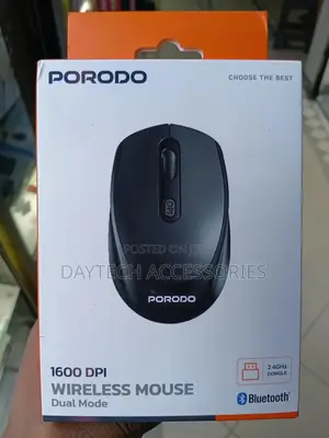 Porodo 1600 Dpi Wireless Mouse Dual Mode - Black