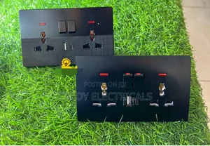 Ultra Thin Vip Black Double Socket With Usb Port