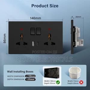 Quality Black Twin Wall Socket With Usb Port Bs3