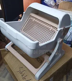 Semi-Automatic Tipping Cat Litter Box for Cat Litter (Beige Colour)