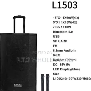 Globalstar 15′′ Trolley Speaker L1503 – Usb/Sd, 2 Mics Remote