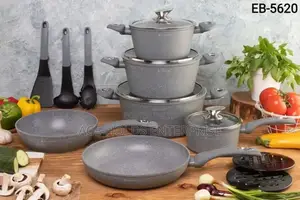 Edenberg Eb-5620 15-Piece Non-Stick Cookware Set - Grey Speckled