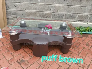 Puff Brown Glass Coffee Table