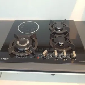 Bolesi Tempered Glass Inbuilt Hob – 3 Gas Burners + Infrared + Wok