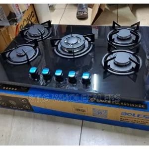 Bolesi 5‐Burner Inbuilt Gas Hob – Tempered Glass Cooktop