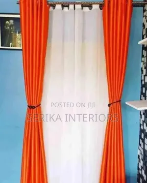 Orange and White Sheers Curtains Curtains Environmental Friendly Rob