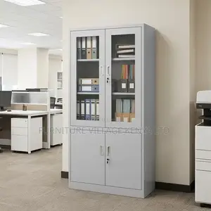 Office Cabinet; 2-door Half Glass Filing Office Cabinet