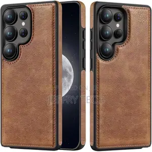 Brown Full Hard Soft Pu Leather Case for Samsung Galaxy S25 Ultra