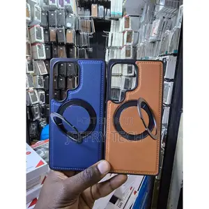 Samsung Galaxy S25 Ultra Magnetic Leather Back Cover With Stand
