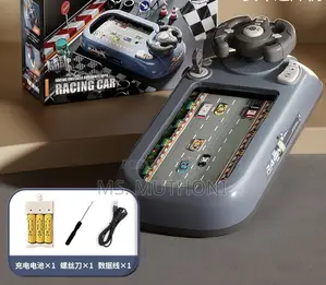 Tabletop Racing Car Arcade Game Featuring Obstacle Avoidance Gameplay
