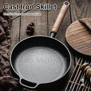 25 Cm Versatile Cast Iron Frying Pan With Bamboo Lid