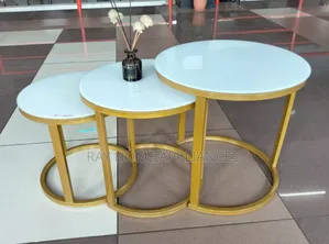 3 in 1 Executive Glass Effect Marble Table
