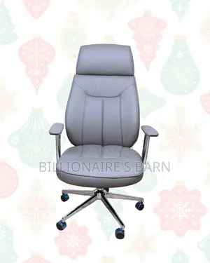 Grey Executive Leather Office Chair Chrome Base Seating Solution