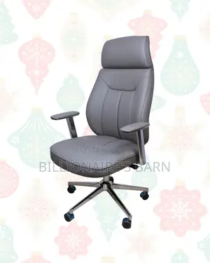 Grey Executive Leather Office Chair Chrome Base Seating Solution