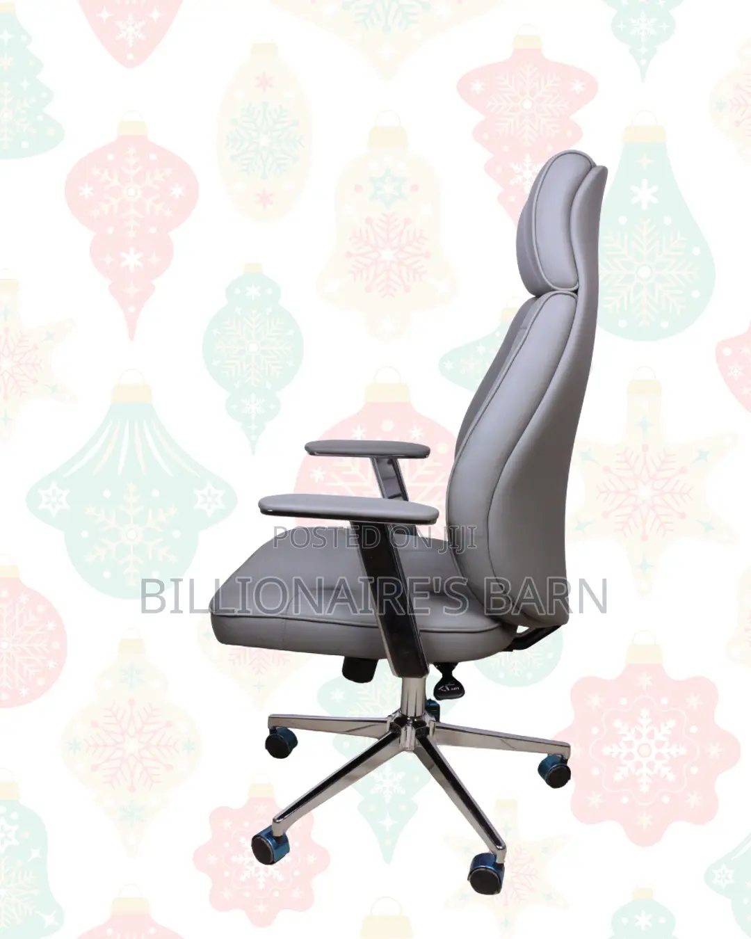 Grey Executive Leather Office Chair Chrome Base Seating Solution