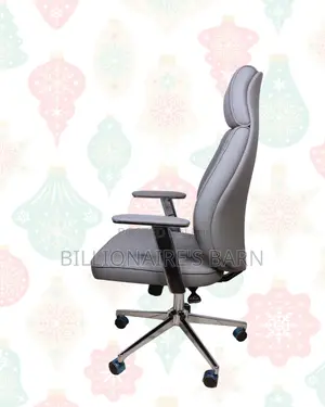 Grey Executive Leather Office Chair Chrome Base Seating Solution