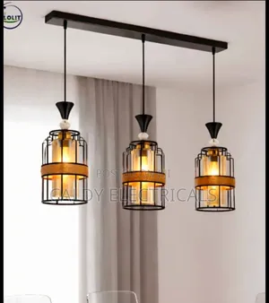Modern Industrial-style Black 3-light Cage Pendant Chandelier.