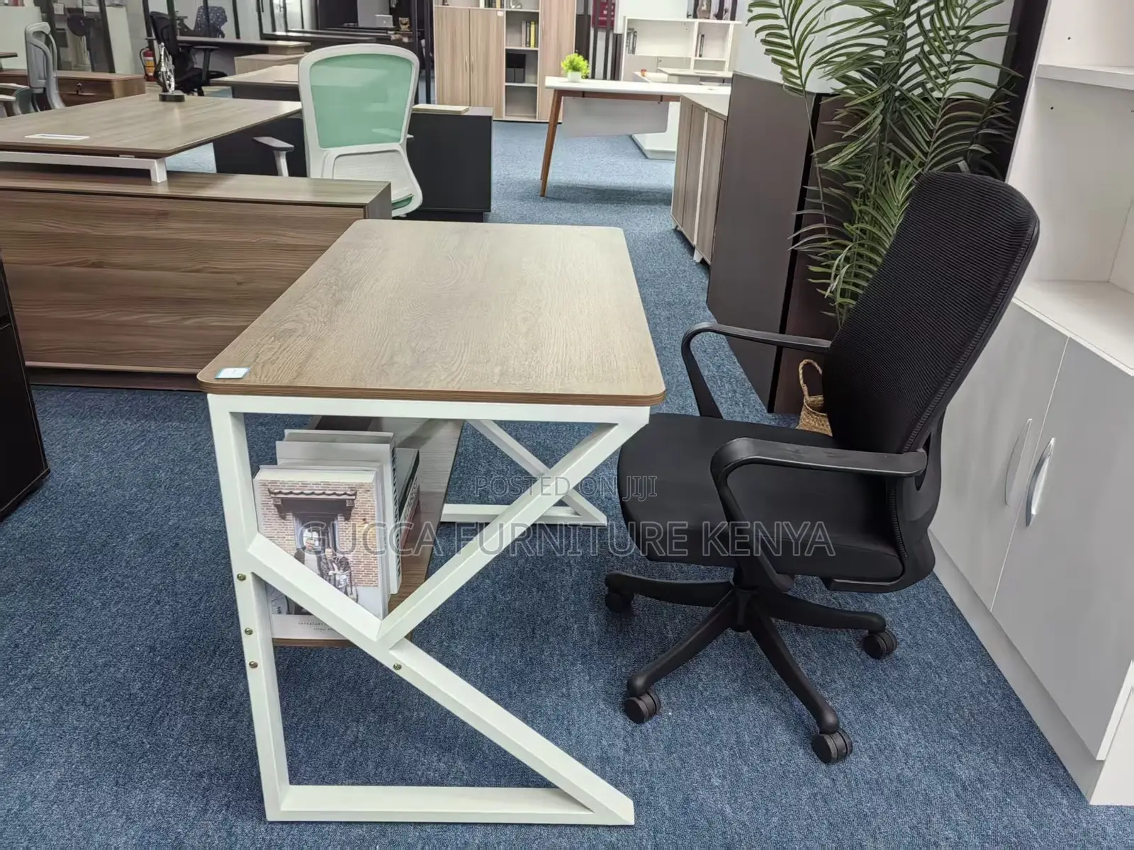 Customized Clerical Study Desk With Bookshelf