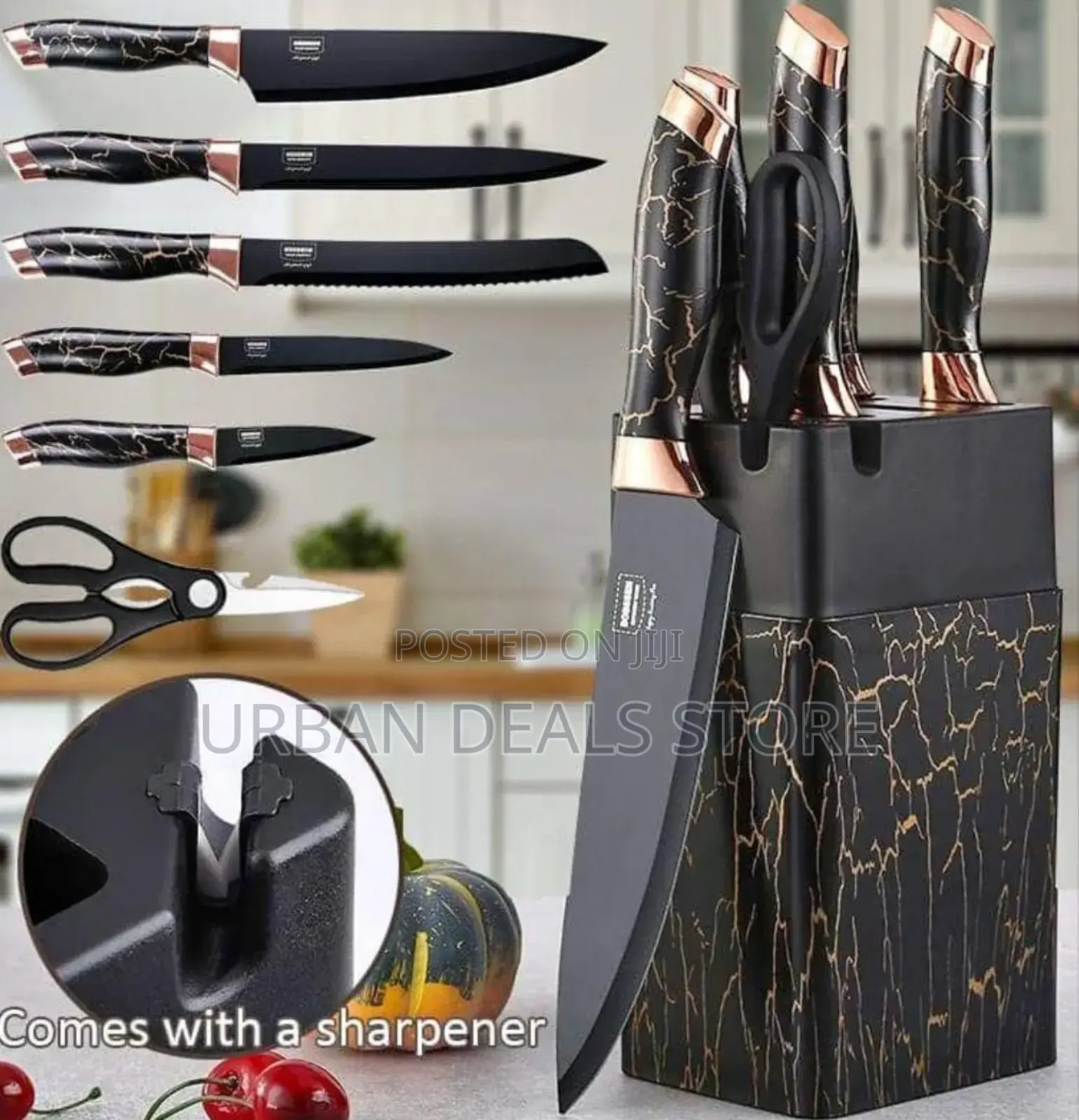 High Quality Knife Set 
Marble Black