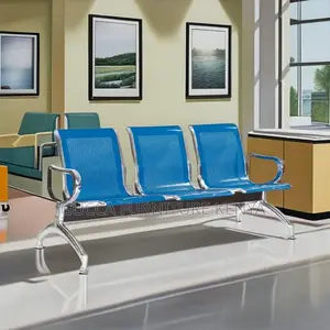 Blue 3-link Office Reception Waiting Bench