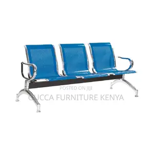 Blue 3-link Office Reception Waiting Bench