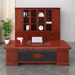 Office Desk; 160cm Mahogany Office Desk With Side Drawers
