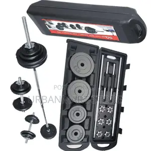 50kg Adjustable Cast Iron Dumbbell Barbell Set With Case