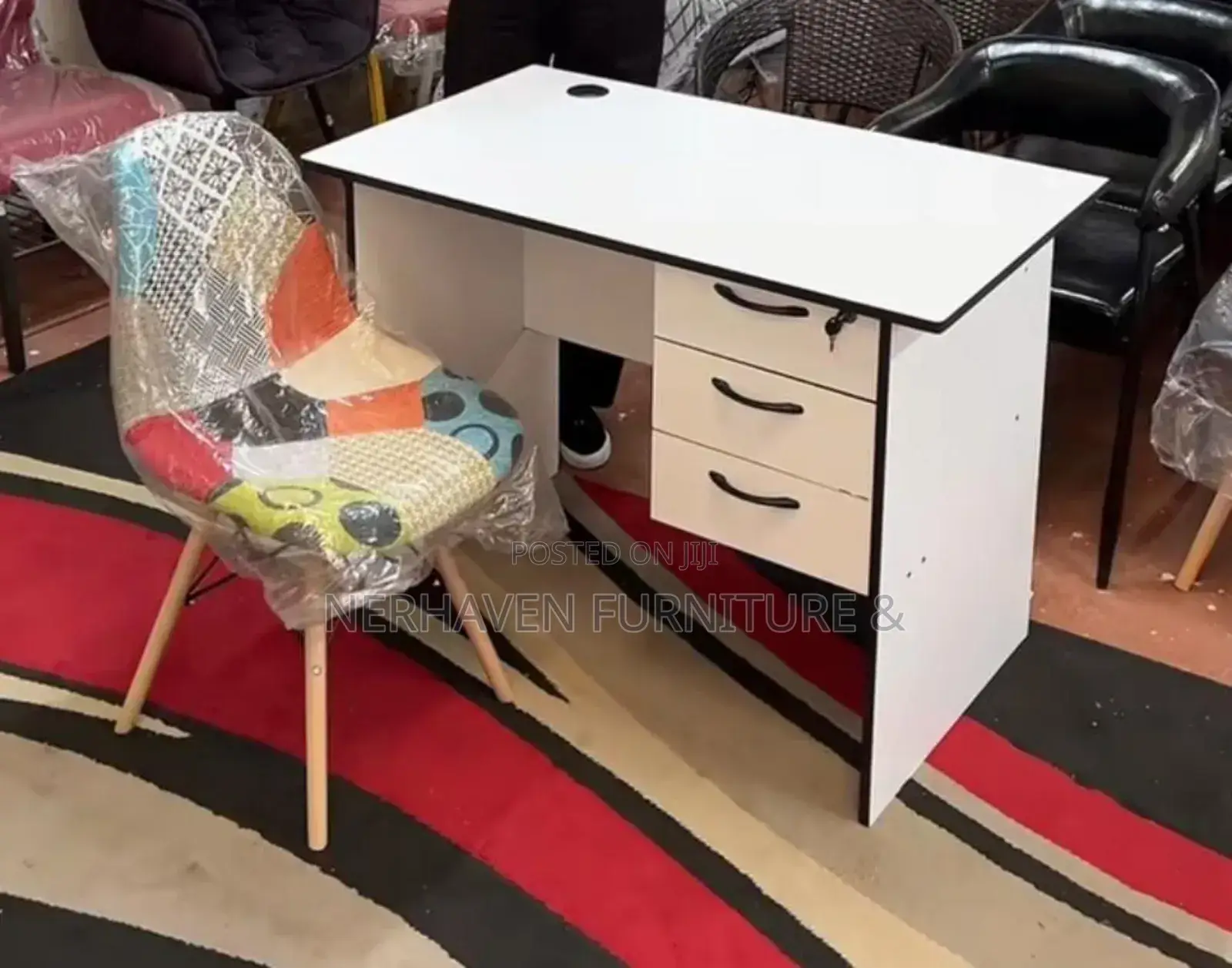 Study Office Desk and Patch Work Eames Chair