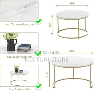 Coffee Table; Study Pair Marble Coffee Table