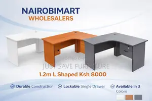 1.2m L-Shaped Office Desk With Lockable Drawer