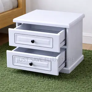 Modern 2-Drawer Bedside Table – White Finish