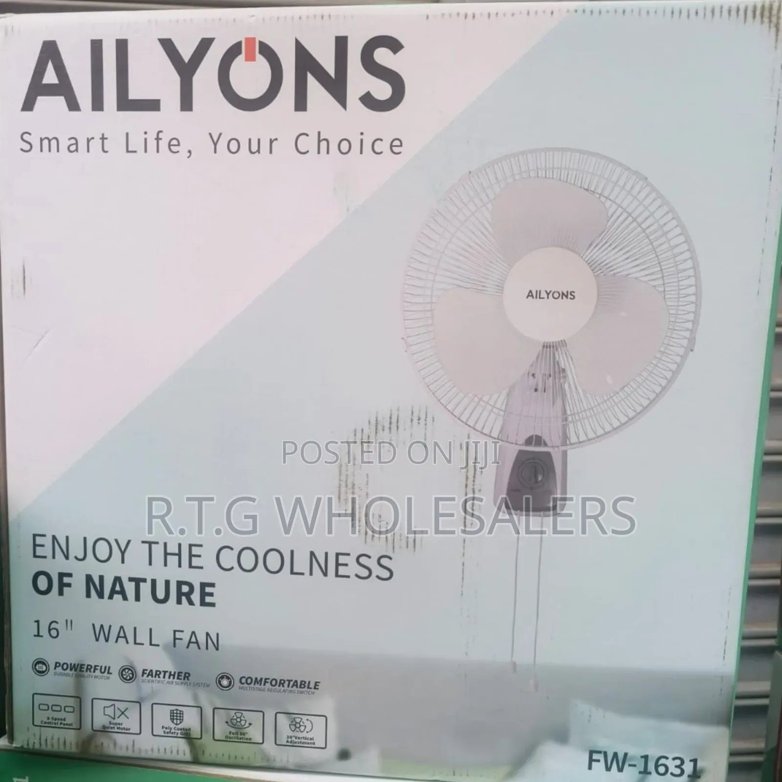 Ailyons 16′′ Wall‐Mounted Fan – Durable Space‐Saving Design
