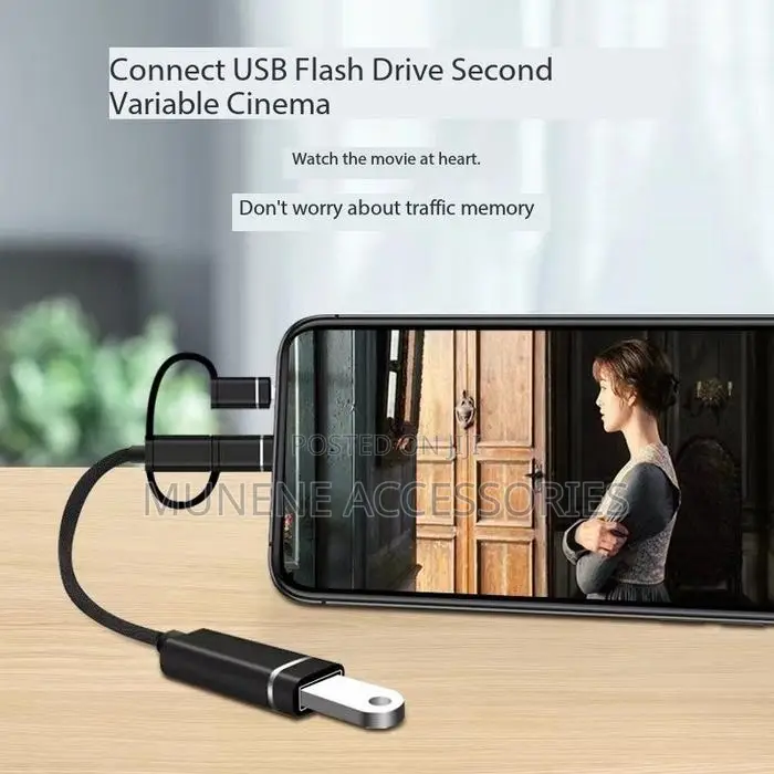 Adaptor Otg Micro Usb Type C Lightning 3in1 to Usb Data Transfer Cable