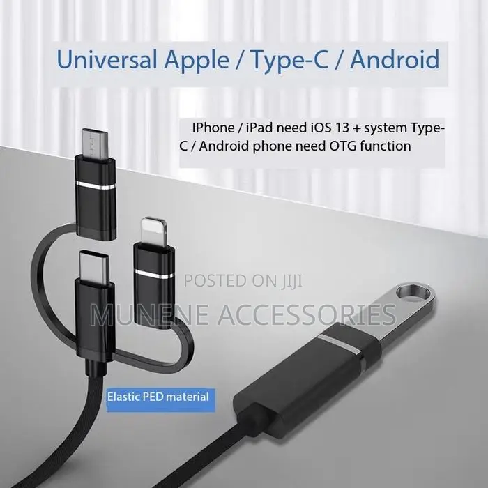 Adaptor Otg Micro Usb Type C Lightning 3in1 to Usb Data Transfer Cable
