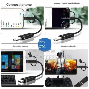 Adaptor Otg Micro Usb Type C Lightning 3in1 to Usb Data Transfer Cable