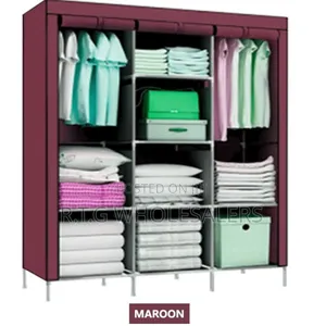 Metal 3‐Column Portable Wardrobe With Shelves — Durable Easy Setup