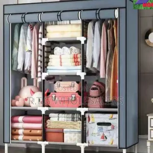 Portable 3‐Section Wooden Wardrobe