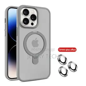 iPhone 14 Pro Grey Matte Magnetic Ring Stand Case + Camera