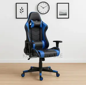 Office Chairs; Blue and Black Fabric Home Office Gaming Stream Chair